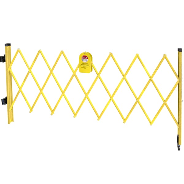 Ballymore Adjustable Aisle Safety Barricade Gate, Fiberglass, 52 in. H, 14 in.-12 ft W, Yellow, 2PK SAFETY GATE FIBERGLASS-Y - main